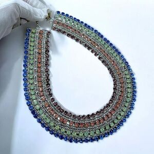 🌺JTV Multicolor Rhinestone Statement Collar Necklace – New in Box